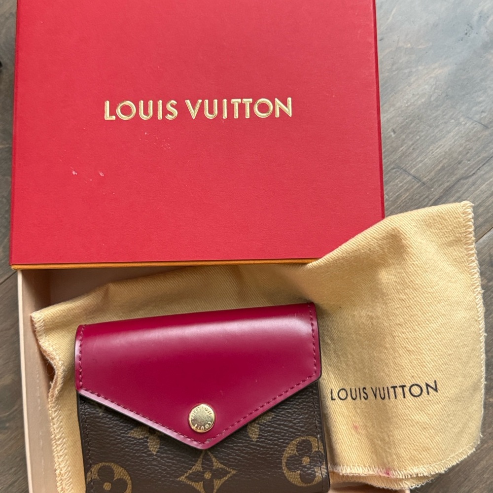 Louis Vuitton Monogram Wallet with Burgundy Flap